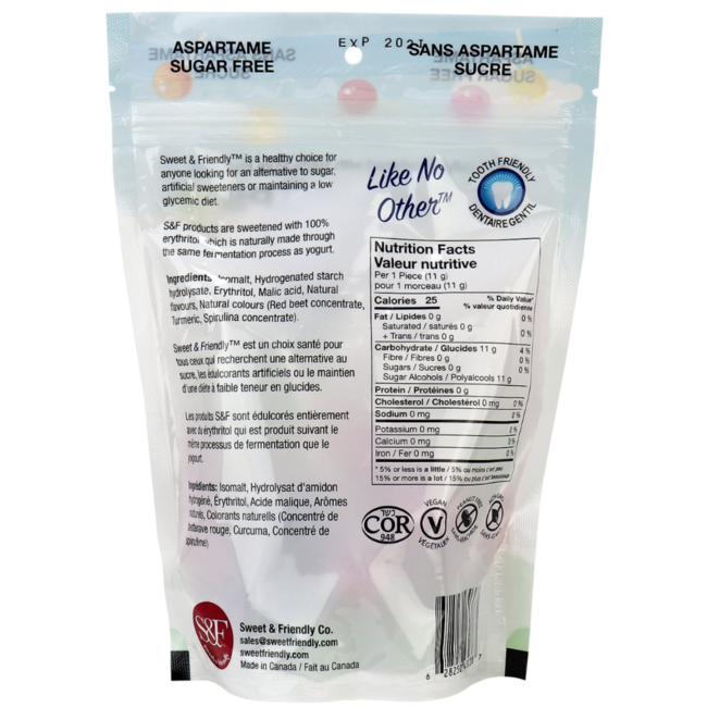 SWEET &  FRIENDLY Suçons Édulcoré à l'Érythritol 250g