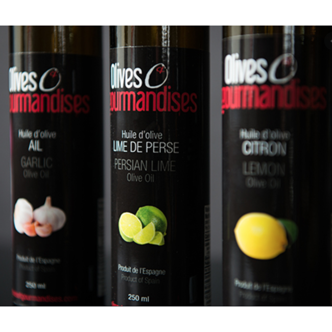 OLIVES ET GOURMANDISES Huiles d’Olive 250ml (plusieurs saveurs)