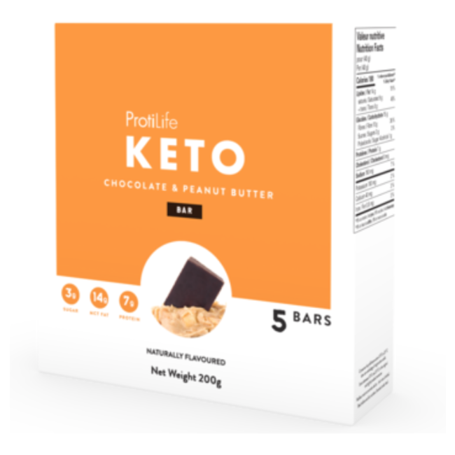 PROTILIFE KETO Barre Chocolat et Beurre d’Arachide (bte 5) 200g