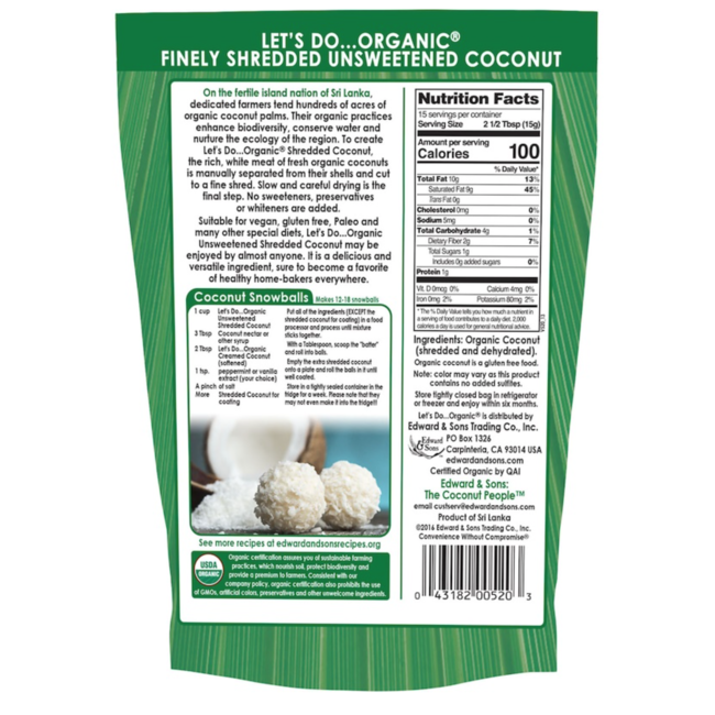 LET’S DO ORGANIC Grated coconut, unsweetened organic 250g