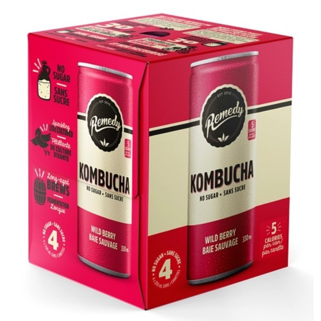 REMEDY Kombucha Canettes 4x330ml (6 saveurs)