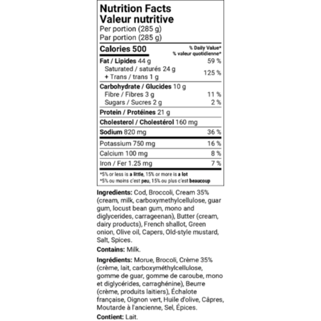 KETOCLUB Repas Morue sauce à la crème sur brocoli grillé 285g