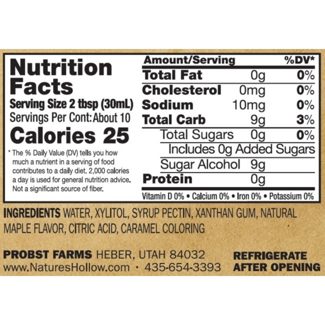 NATURE’S HOLLOW Sirop Sans Sucre (2 saveurs) 294ml