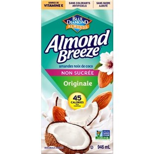 ALMOND BREEZE Original unsweetened almond and coconut milk 946ml