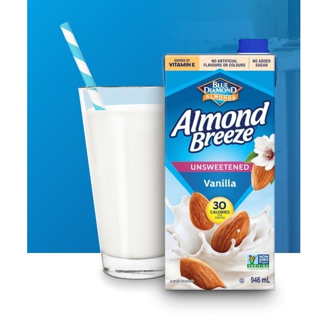 ALMOND BREEZE Unsweetened vanilla almond milk 946ml