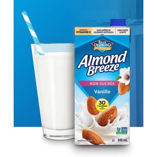 ALMOND BREEZE Unsweetened vanilla almond milk 946ml