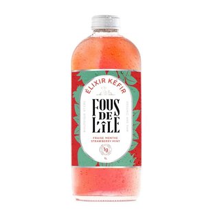 FOUS DE L'ÎLE Kéfir fraise et menthe 1L
