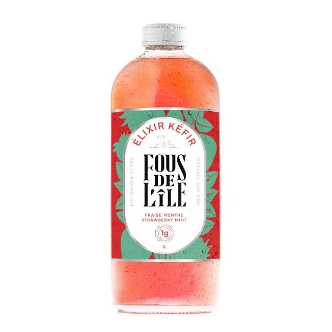 FOUS DE L'ÎLE FOUS DE L'ÎLE Kefir strawberry and mint 1L
