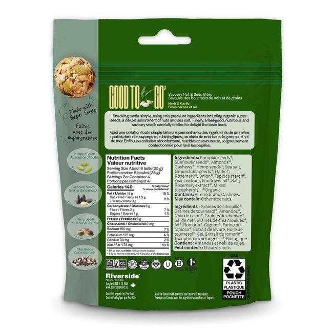 GOOD TO GO Bouchées de noix et graines 6 X 100g