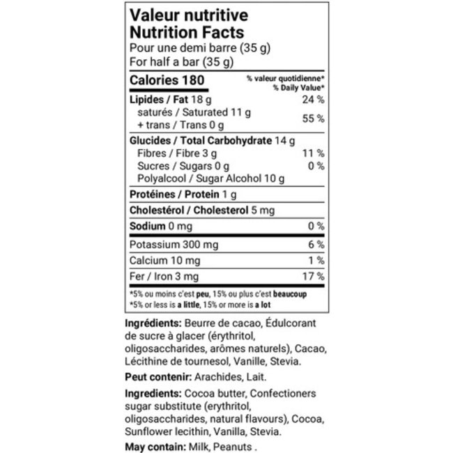 CHOKOLETO CHOKOLETO Barre de chocolat 60g-70g