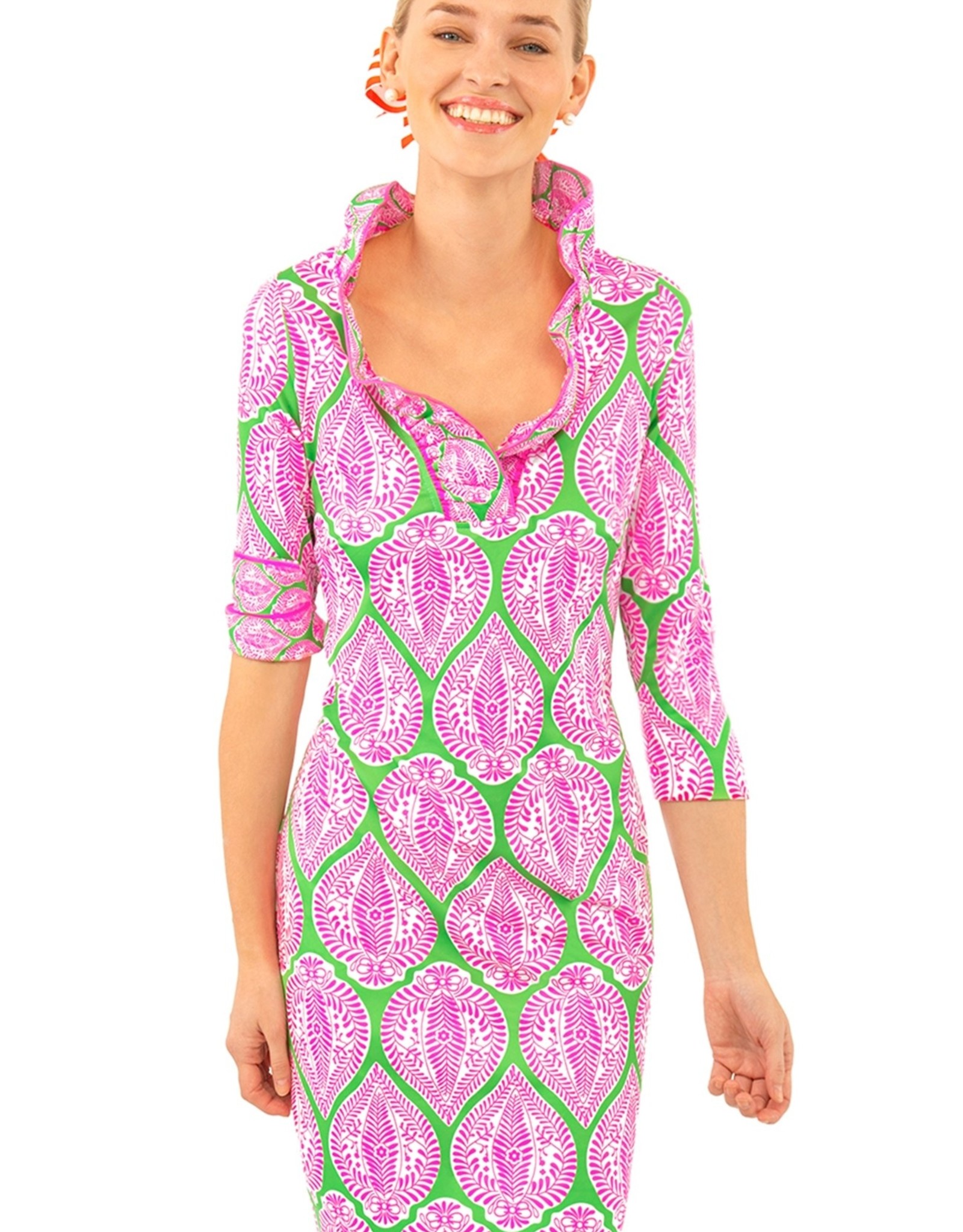 gretchen scott ruffle neck top