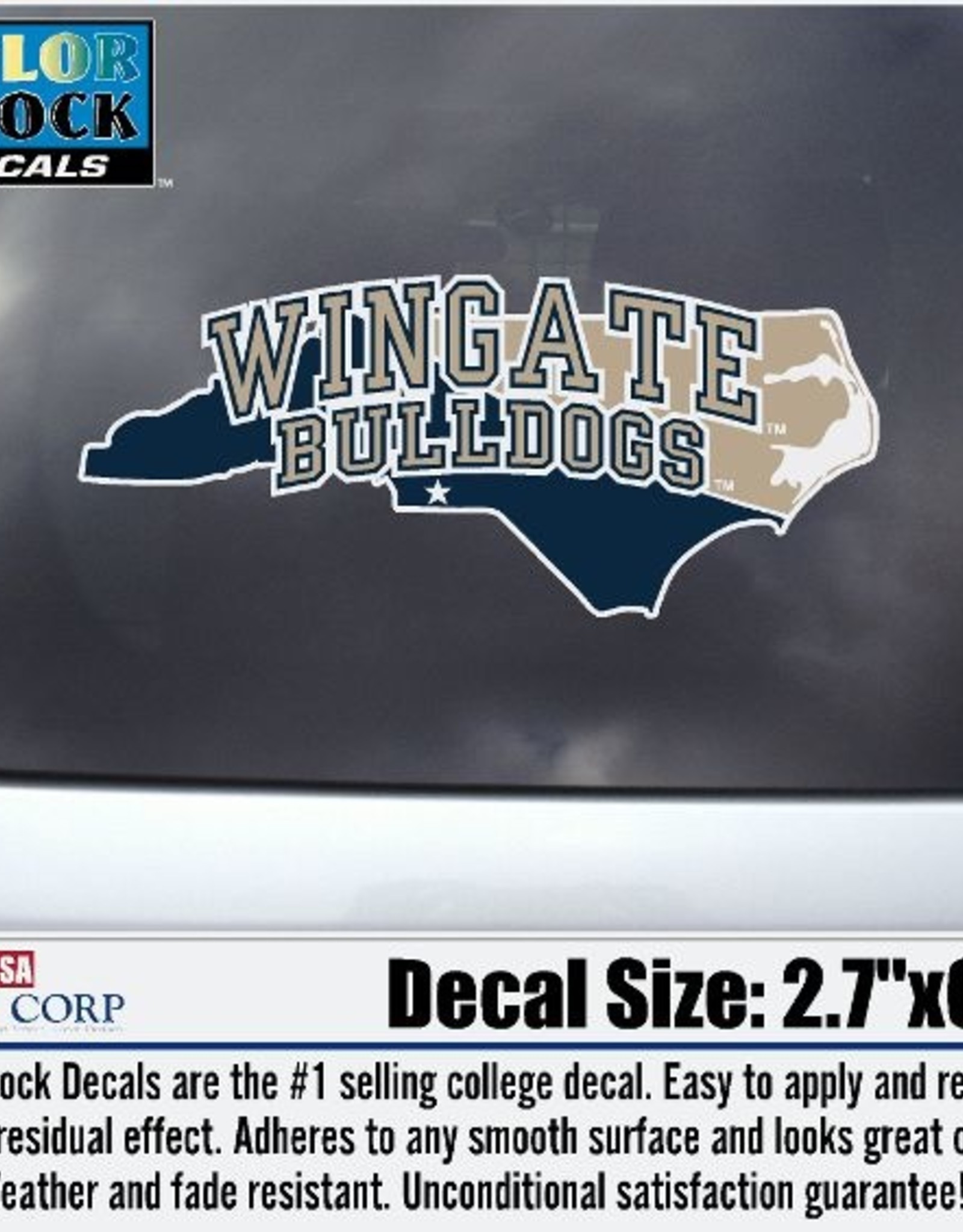 Color Shock Wingate Bulldogs State of NC Decal