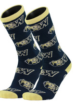 Twin City Knitting All Over Mid Calf Navy Vegas Gold Toe Dog Head W Socks