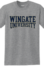 Gildan Grey Wingate University Curved Outlined Short Sleeve T Shirt