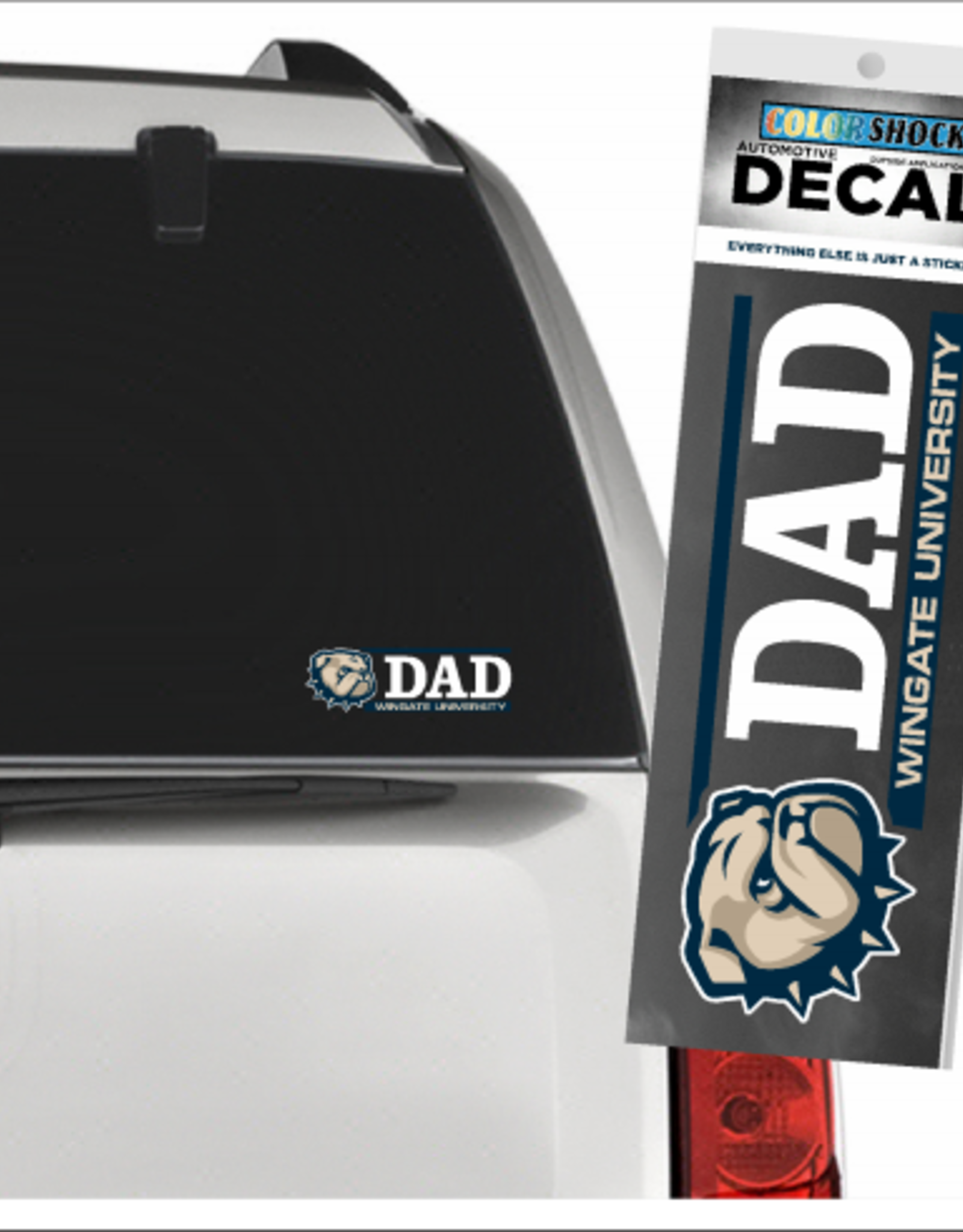 CDI 2 x 6 Dog Head Dad Over Wingate University Decal