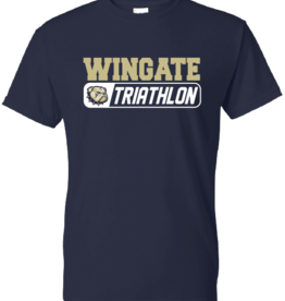 Gildan Navy Wingate Dog Head Triathlon Short Sleeve T Shirt