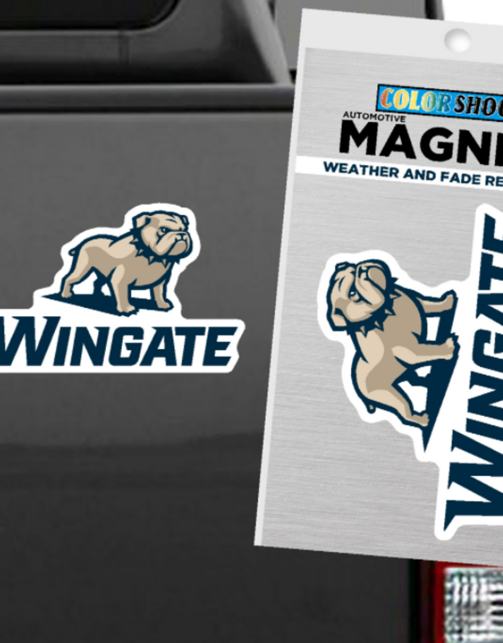 CDI 5 x 3 Full Dog Over Wingate University Magnet