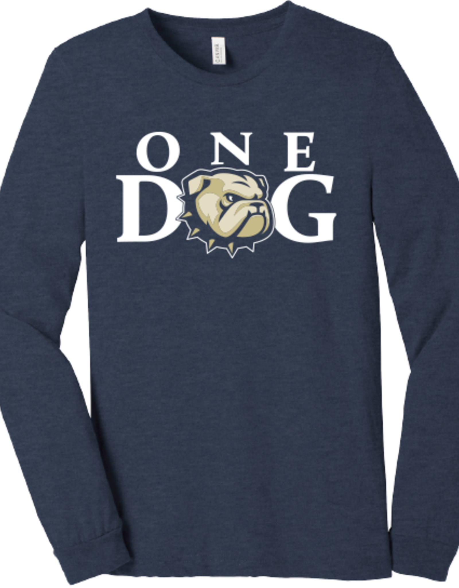 Bella + Canvas Navy Heather One Dog Head Long Sleeve T Shirt