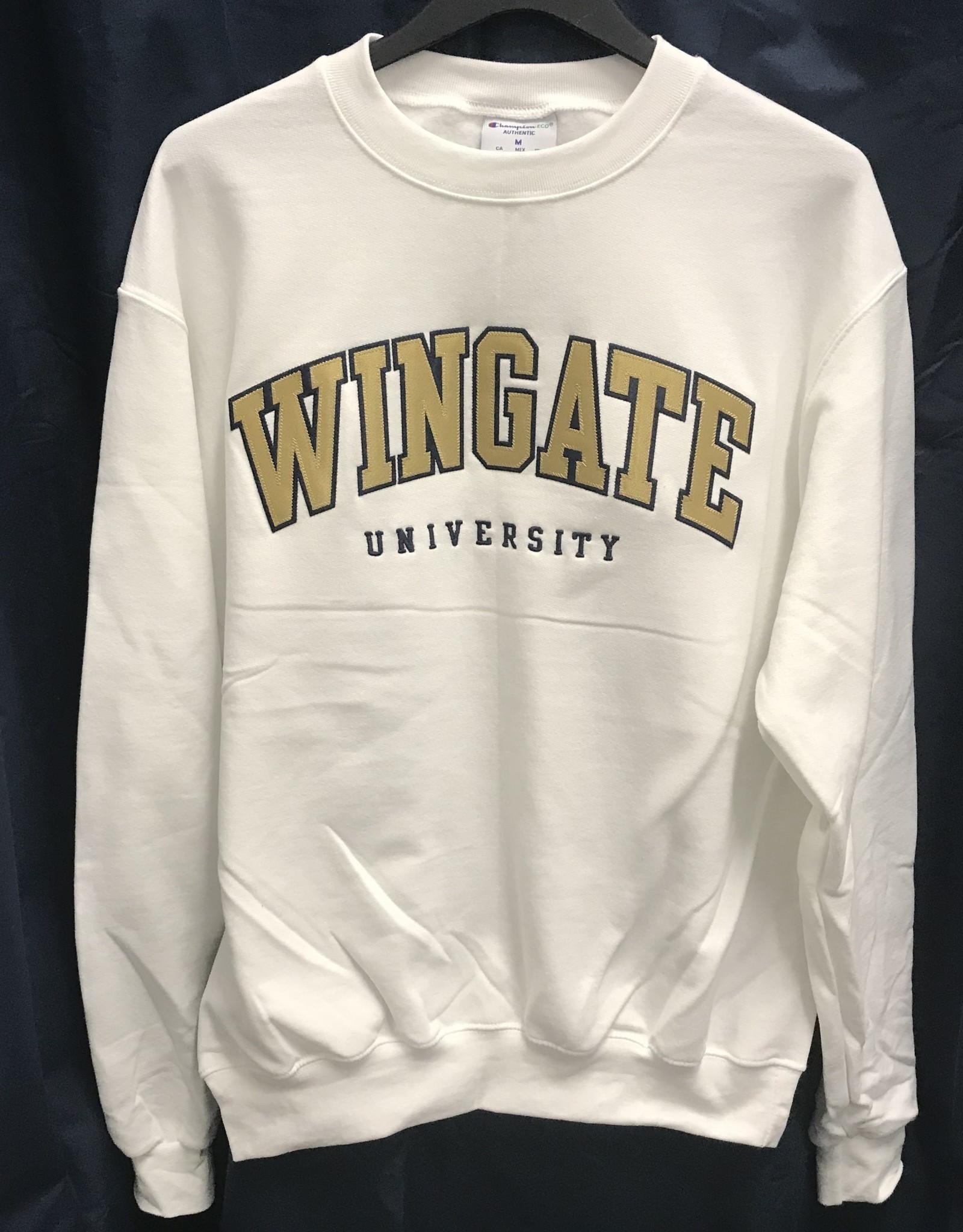 Champion White Powerblend Wingate University Embroidered Crewneck Sweatshirt