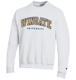 Champion White Powerblend Wingate University Embroidered Crewneck Sweatshirt