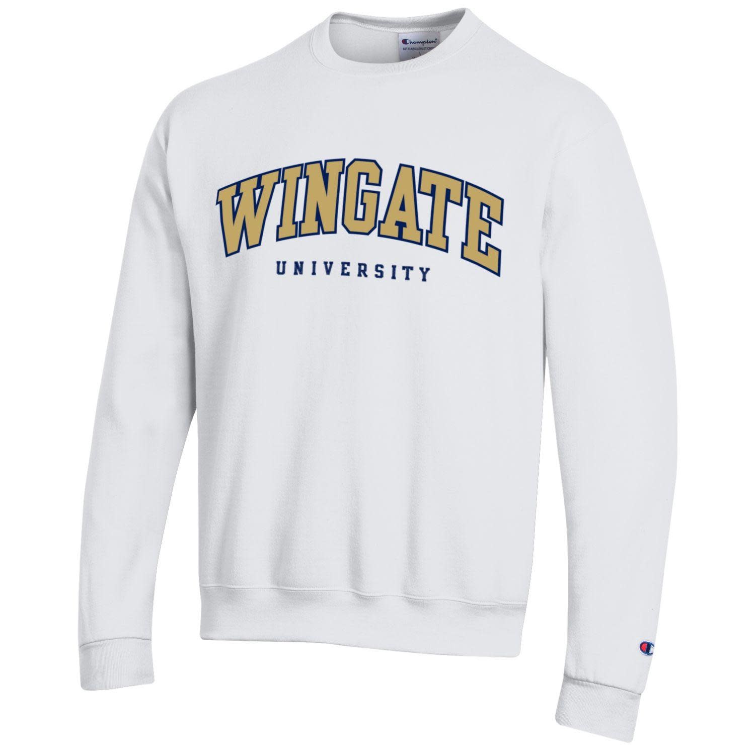 White Powerblend Wingate University Embroidered Crewneck - Wingate ...