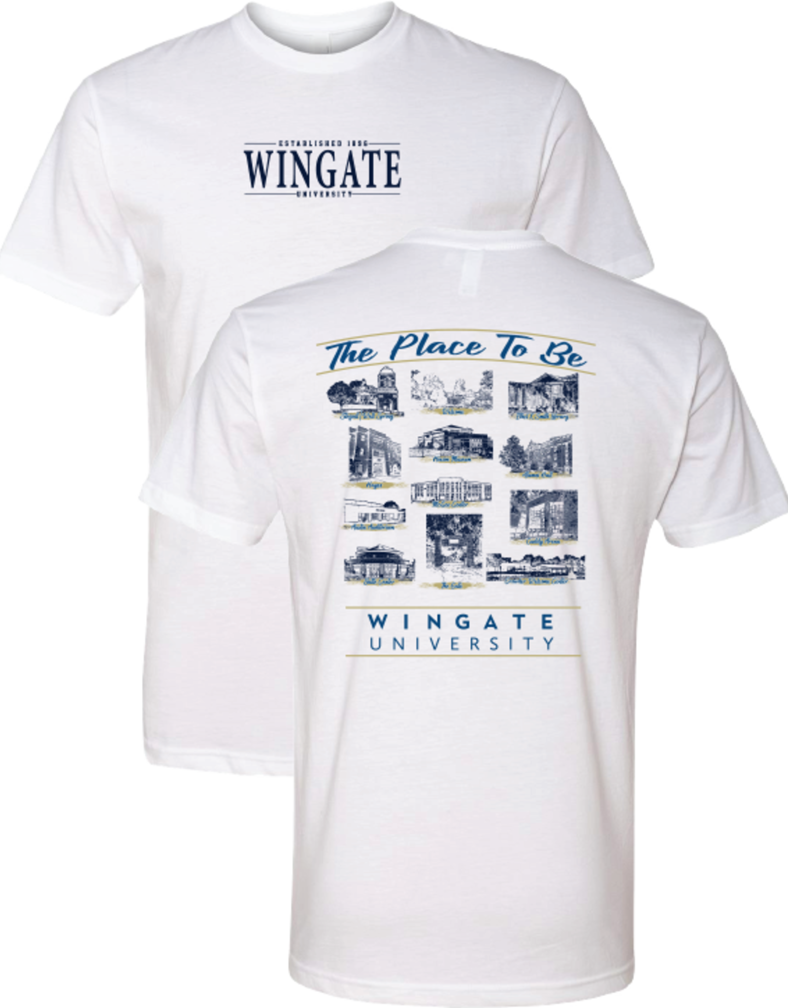 Gildan White Wingate University The Place To Be Campus SS Tee