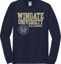 Gildan Navy Alumni Wingate University Seal Long Sleeve T Shirt