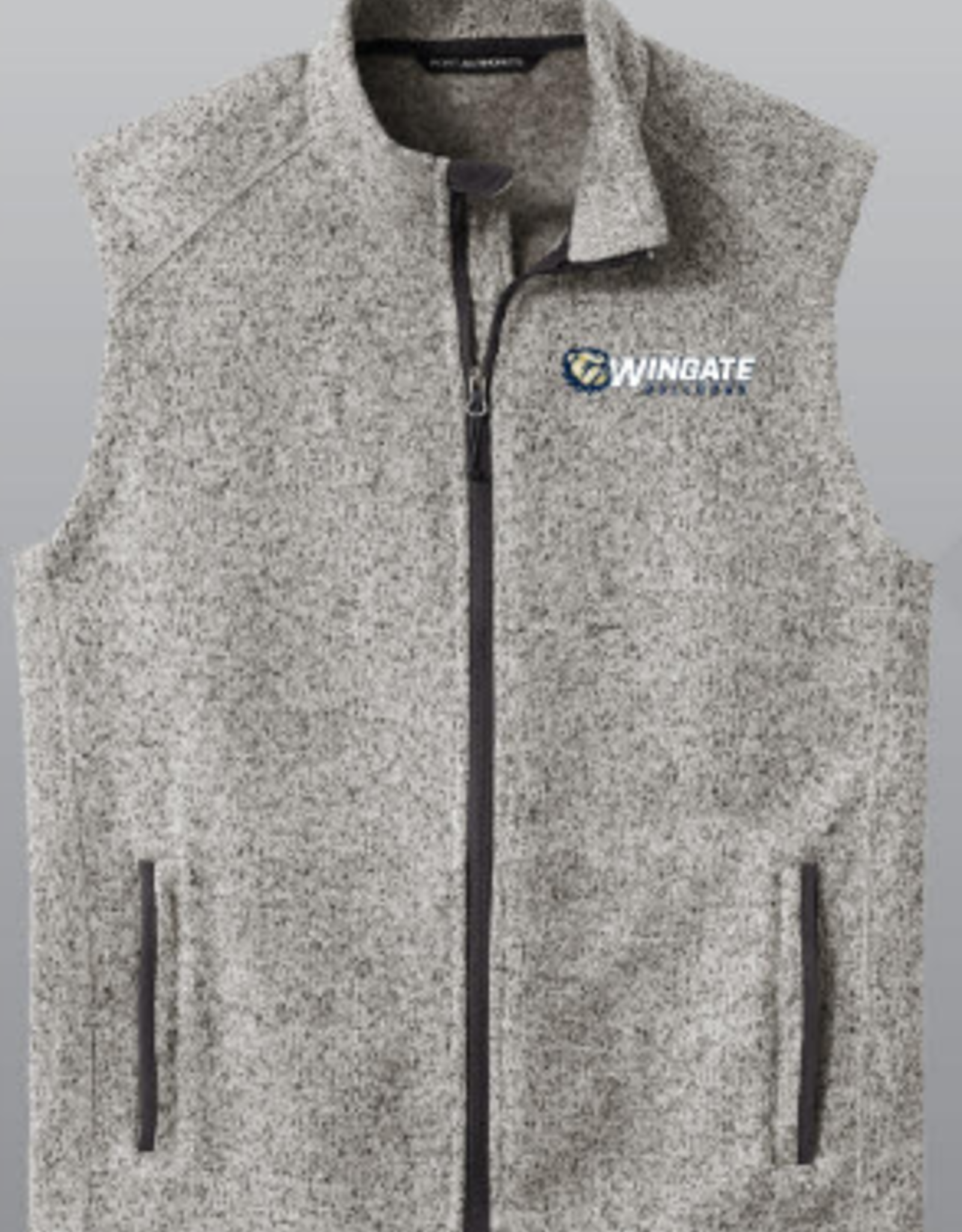 Grey Heather Full Zip Dog Head Wingate Embroidered Vest