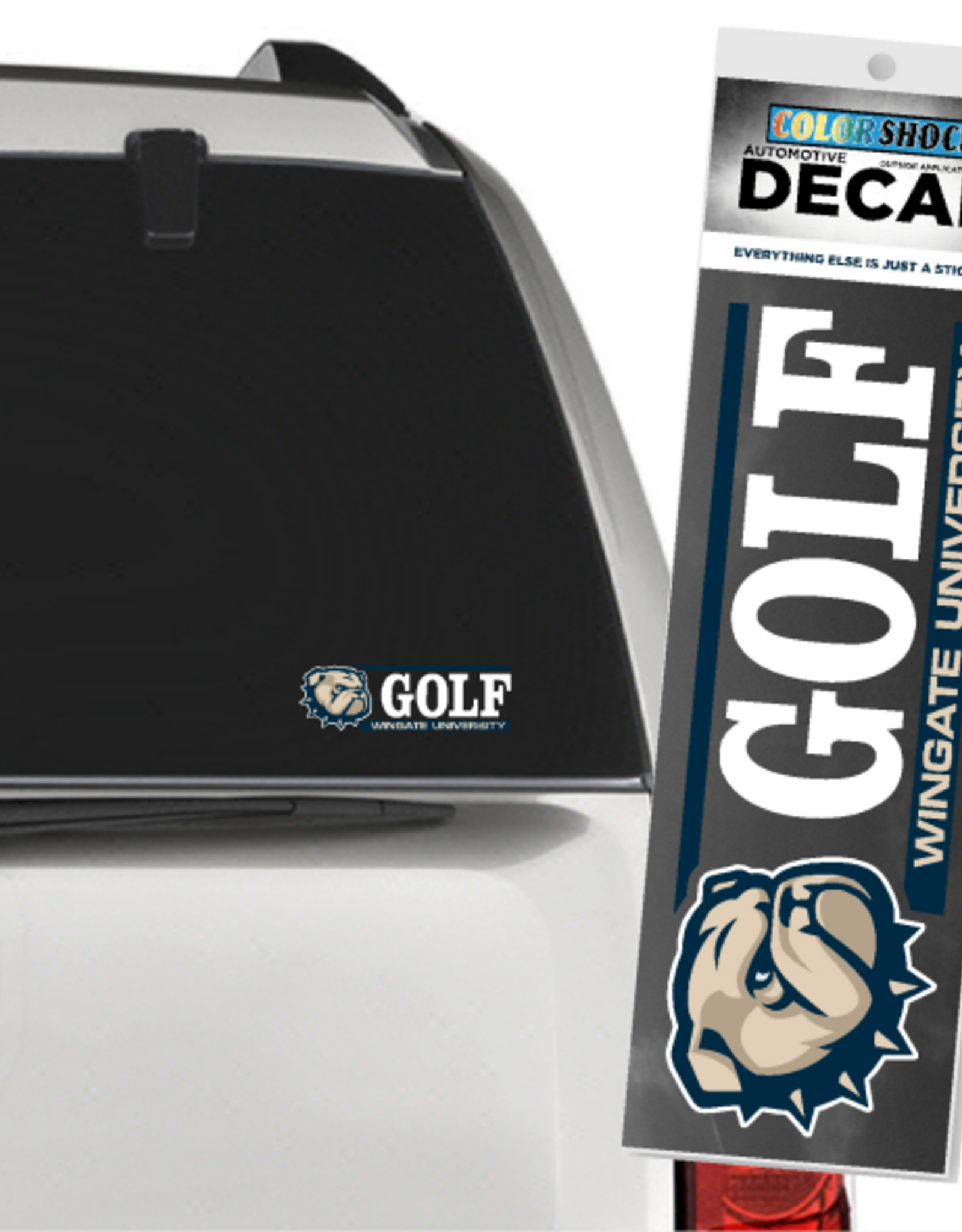 CDI 2 x 6 Dog Head  Golf Over Wingate University Decal