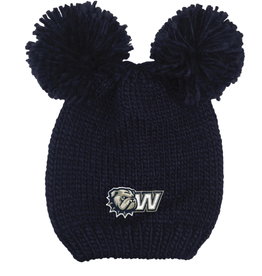 Logo Fit Youth Navy Rey Embroidered Dog Head W Double Pom Knit Hat