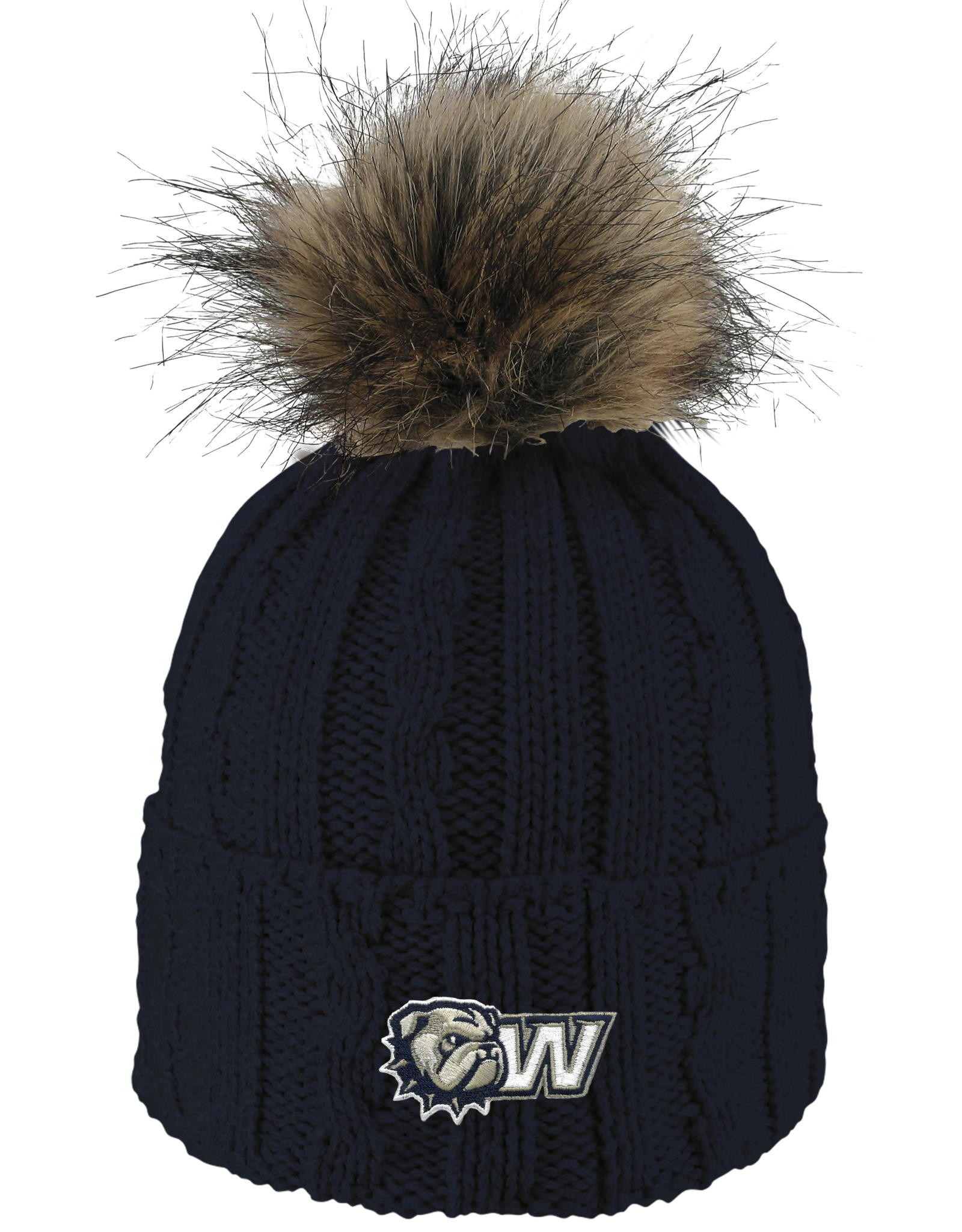 Classic Honest Worm! Logo Pom Pom Knit Cap Navy