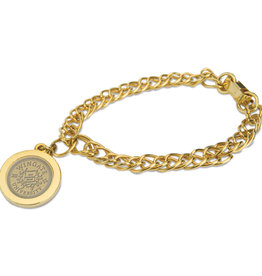 Gold Etched Seal Charm Bracelet