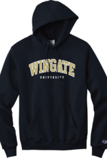 Champion Navy Powerblend Wingate University Embroidered Hoodie Sweatshirt