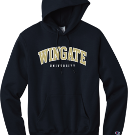 Champion Navy Powerblend Wingate University Embroidered Hoodie
