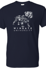 Gildan Heavy Cotton Navy Full Standing Dog Collage Wingate University Short Sleeve T Shirt