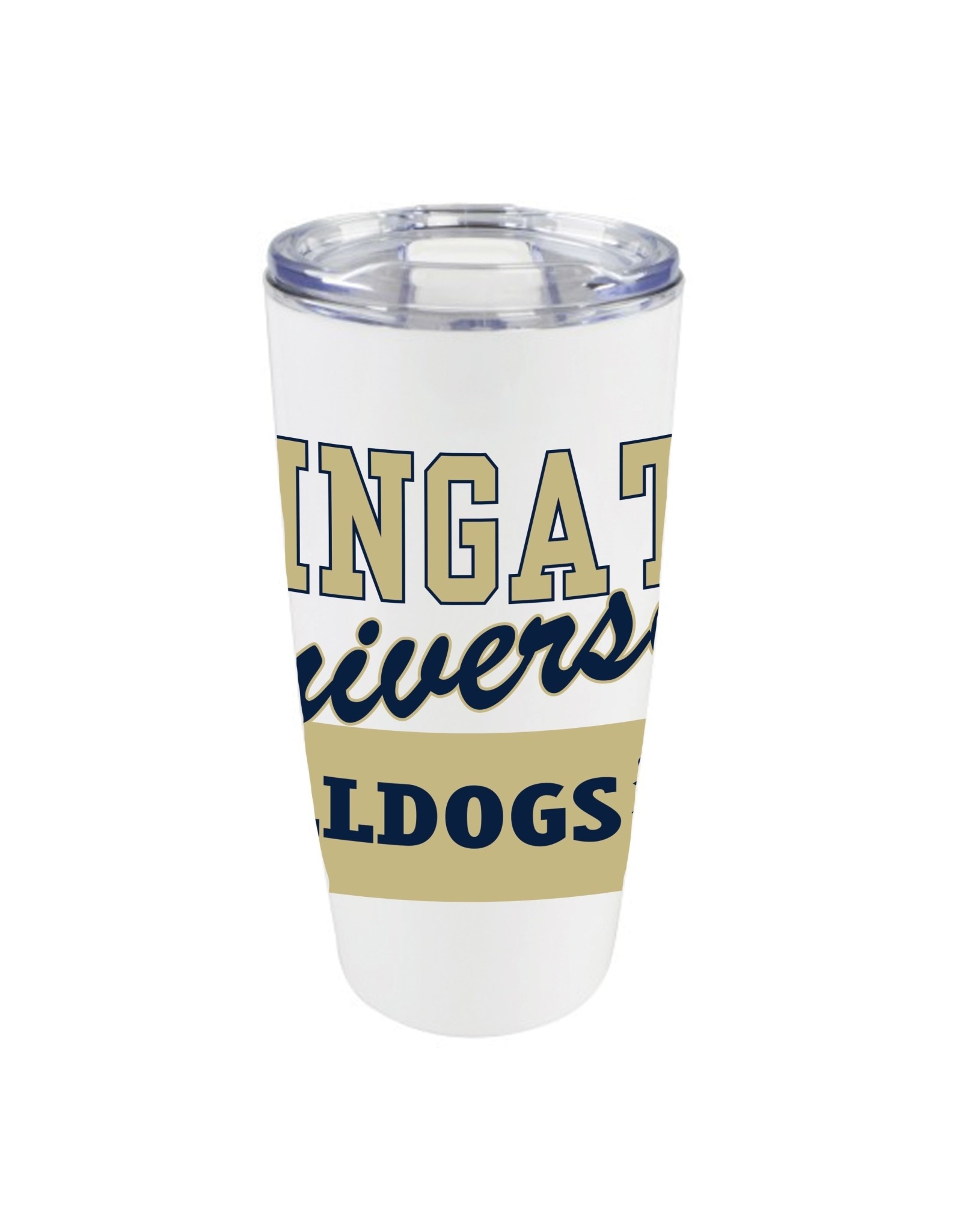 MCM 20oz White Wingate University Dog Head Bulldogs Digital Brilliant Plastic Tumbler With Closure Lid