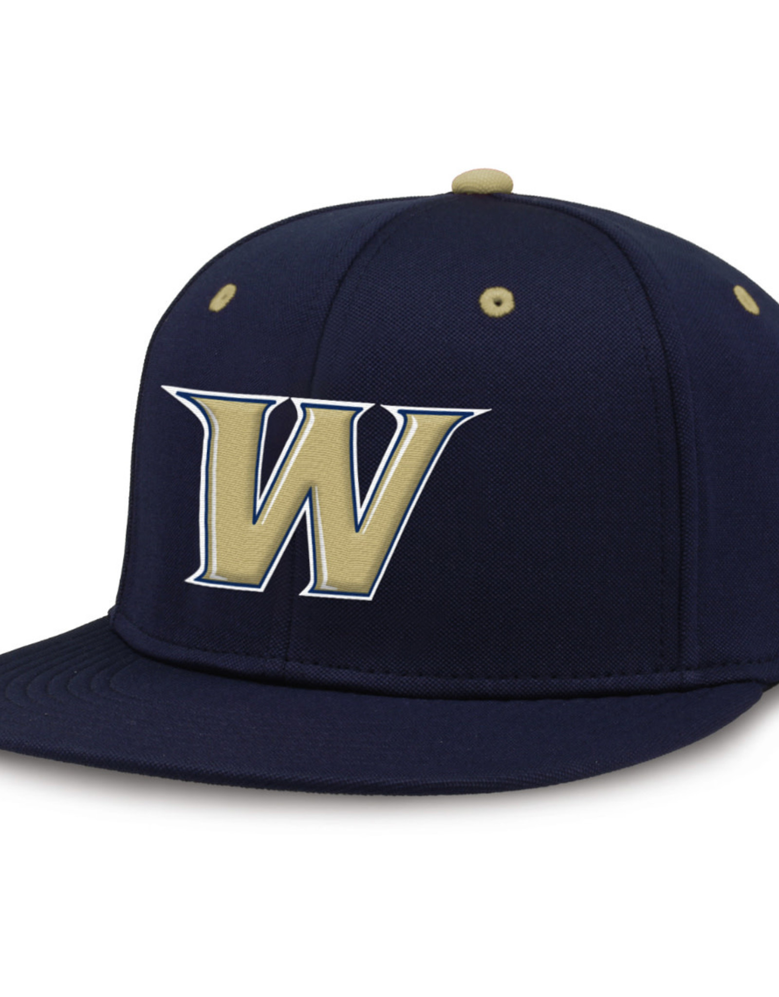 Navy Flat Bill Gold W Structured 