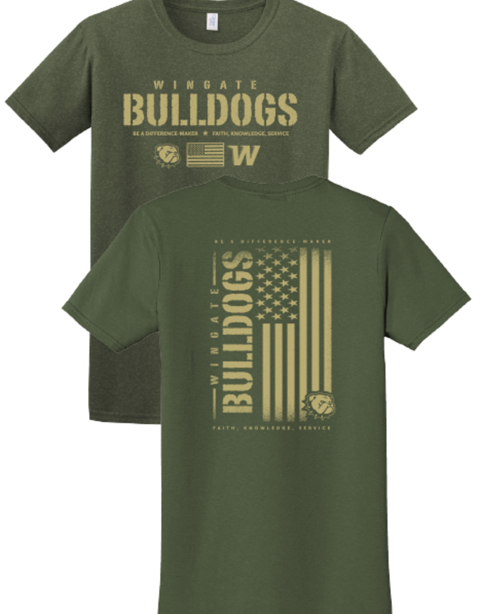 Gildan Soft Military Olive Softstyle Wingate Bulldogs USA Short Sleeve T Shirt