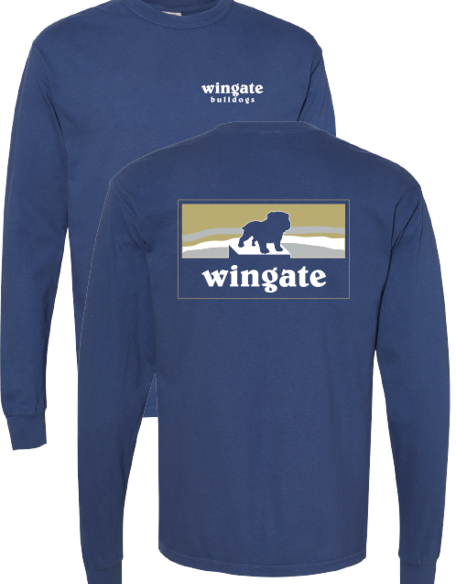 Comfort Colors China Blue Bulldog Statue Wingate Long Sleeve T Shirt