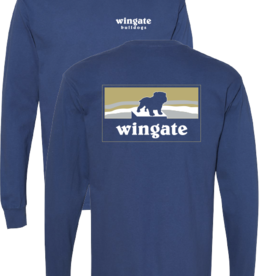 Comfort Colors China Blue Bulldog Statue Wingate Long Sleeve T Shirt