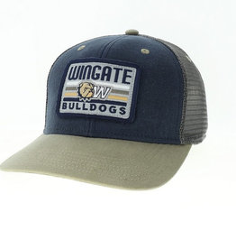 Legacy Navy Gold Grey Mesh Back Wingate Dog Head W Bulldogs Structured Mid Pro Snapback Trucker Hat