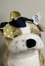 Miss Ashley Two-Tone Curly Fluff Vegas Gold and Navy Bow Headband