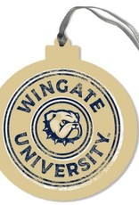 Legacy 3.75 x 4.125 Gold Wingate University Dog Head Round Wood Ornament