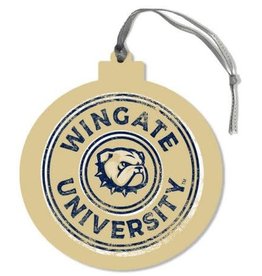 Legacy 3.75 x 4.125 Gold Wingate University Dog Head Round Wood Ornament