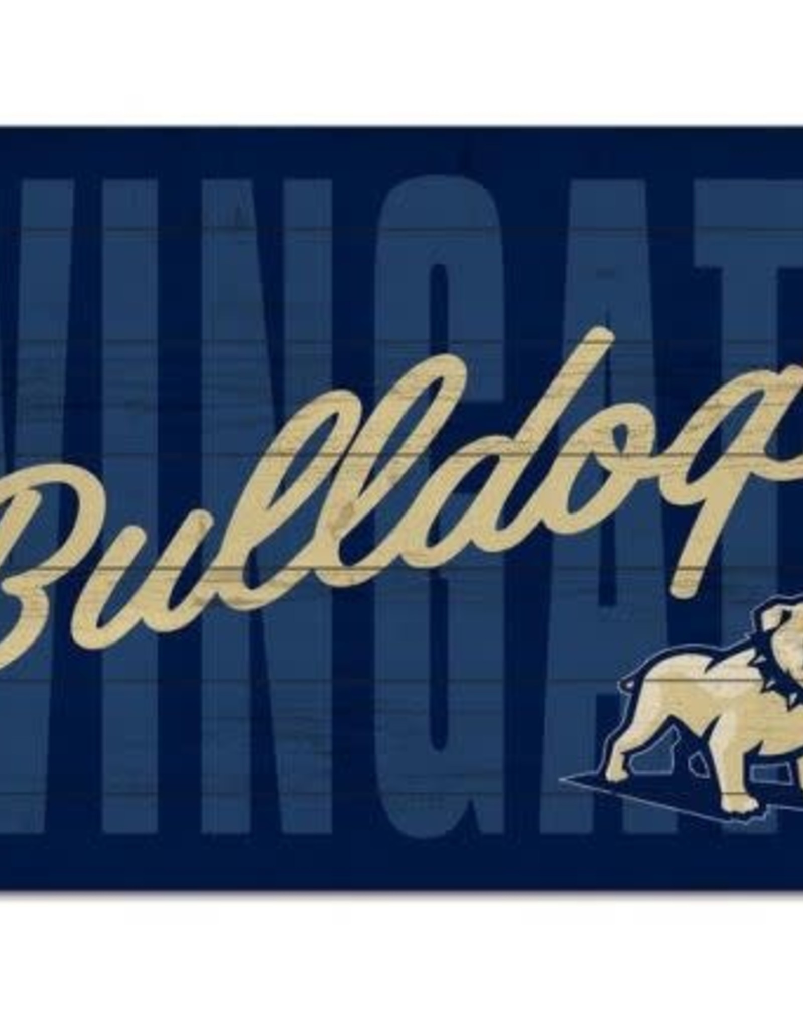 Legacy 25 x 36 Navy Wingate Bulldogs Full Standing Dog Wood Plank Sign