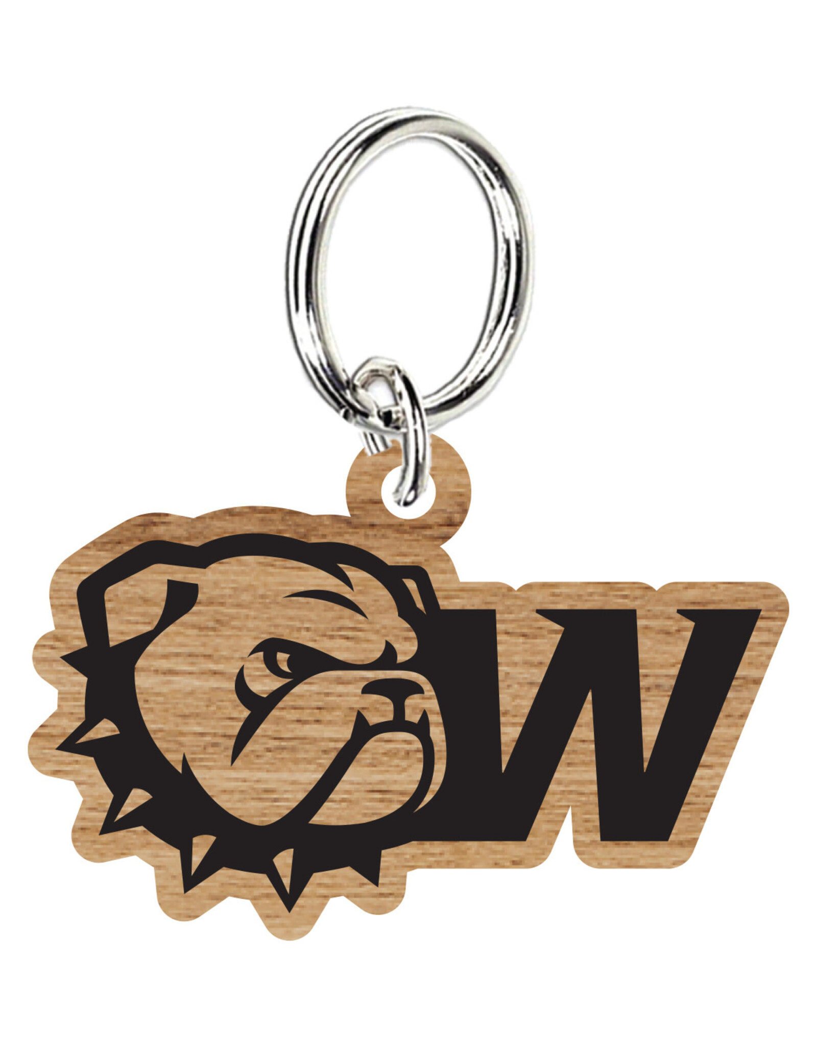 Jardine Dog Head Wingate Wood Etched Keychain