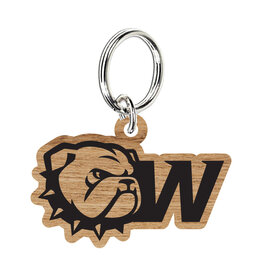 Jardine Dog Head Wingate Wood Etched Keychain