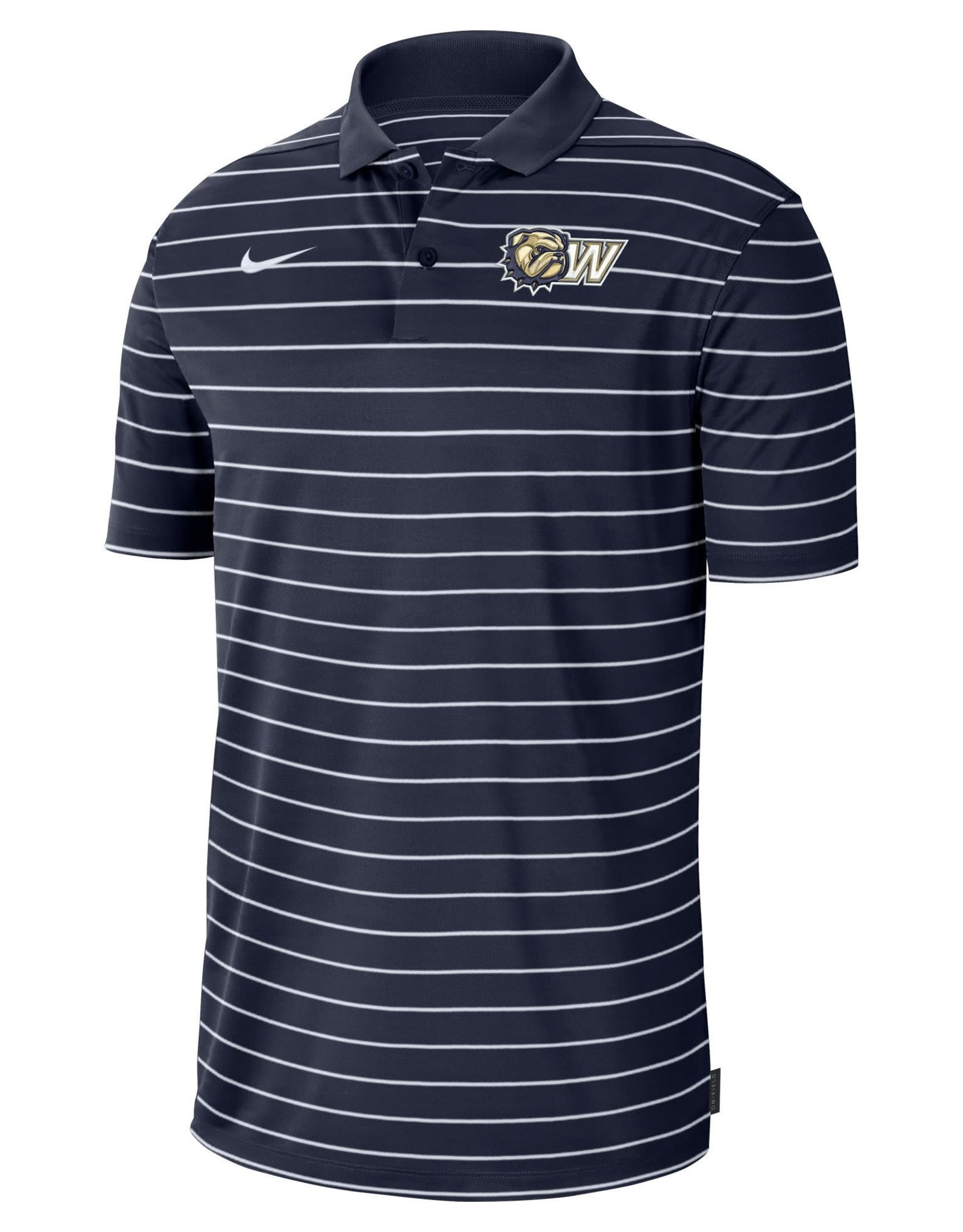 Nike Navy White Striped Dog Head W Wingate Embroidered Victory Stripe Polo