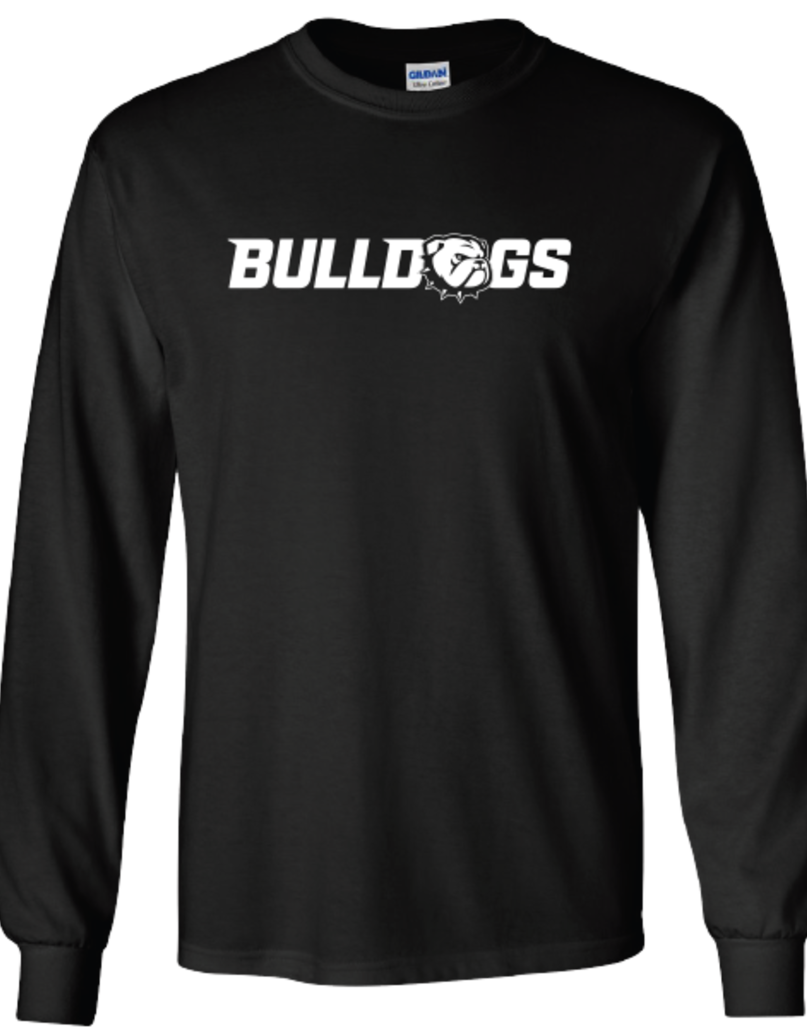 Gildan Heavy Cotton Black Bulldogs Dog Head O Long Sleeve T Shirt