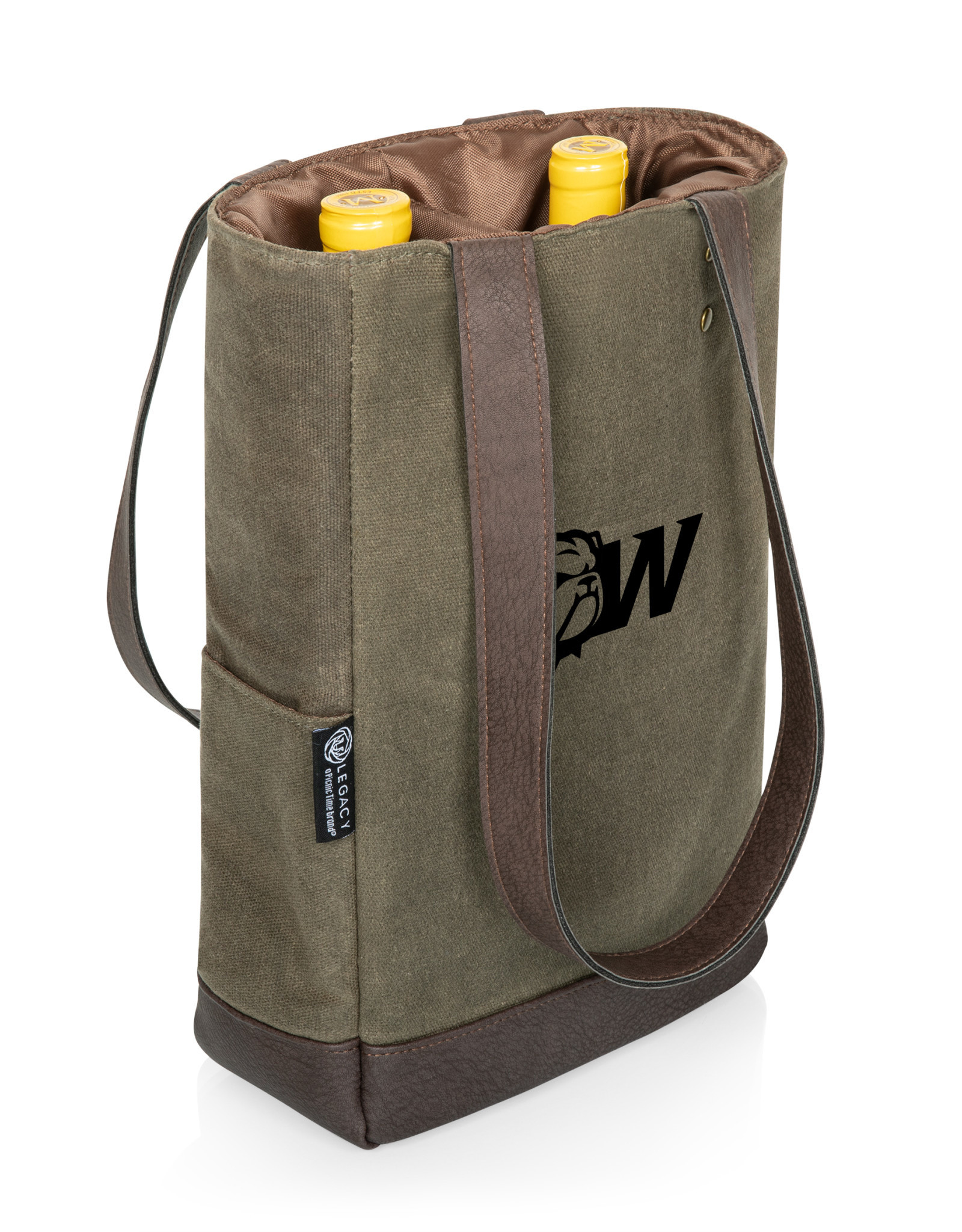 Picnic Time DROP SHIP ONLY  Dark Khaki  Dog Head W 2 Bottle Insulated Wine Cooler Bag (ONLINE ONLY)